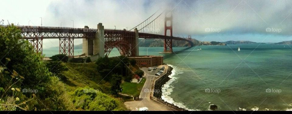 Golden Gate Bridge with summer fog bank