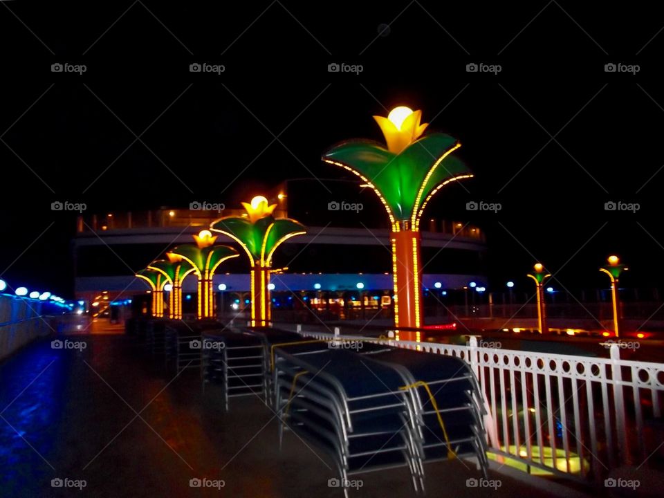 Palm trees on cruise ship 