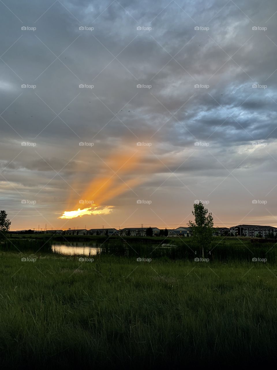 Sun rays peaking through the clouds