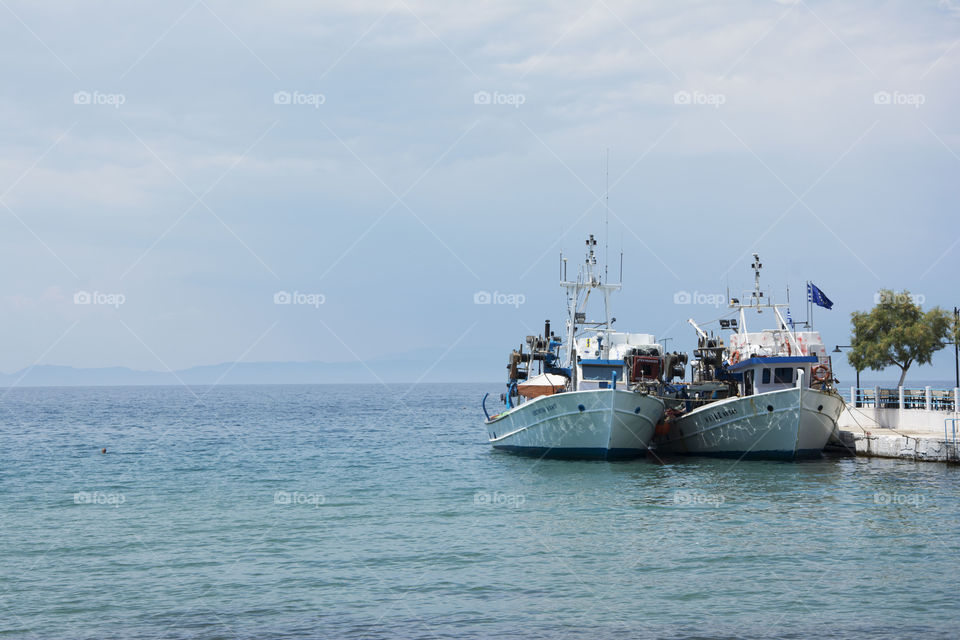 Boats in harbor. boats in Skala Marion harbor on Thassos island in Greece