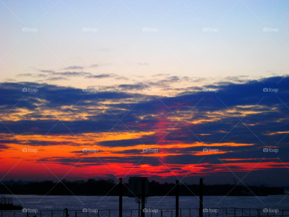 sky sunset clouds water by vincentm