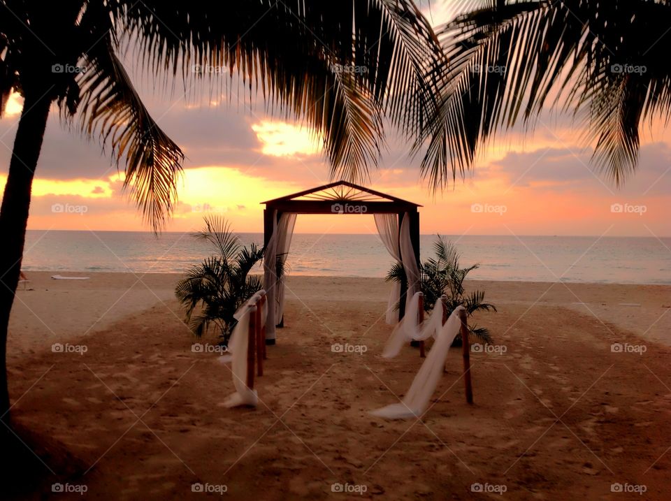 wedding setting on the beach