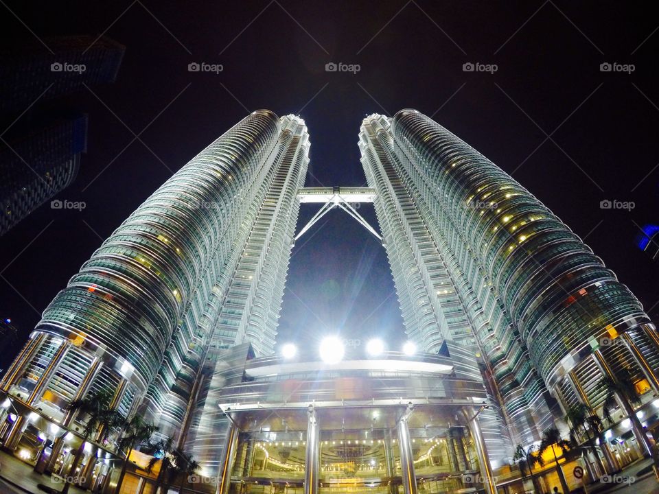 Petronas Towers. Picture taken from the bottom of Petronas towers in Kuala Lumpur