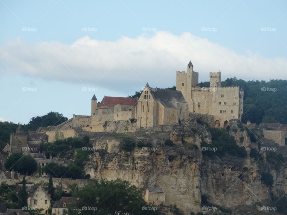 Castle on a mountain in France De Dordogne 