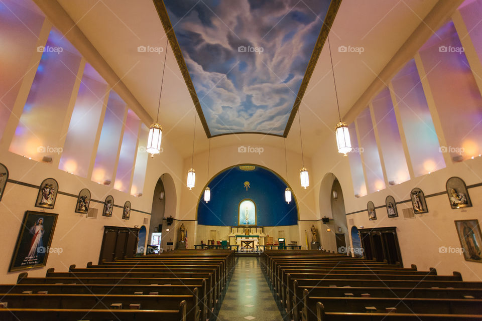 Inside Catholic church 