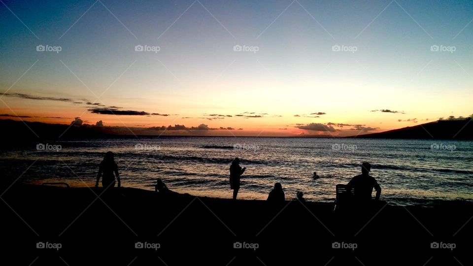 Sunset at the beach in Maui 