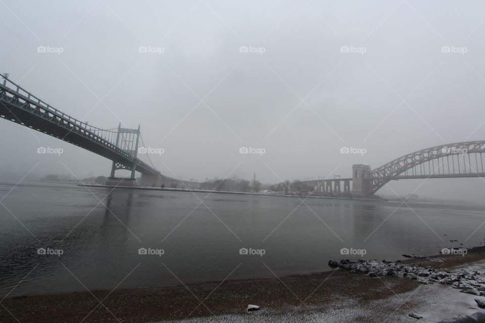 Bridge, Water, Fog, Suspension Bridge, No Person