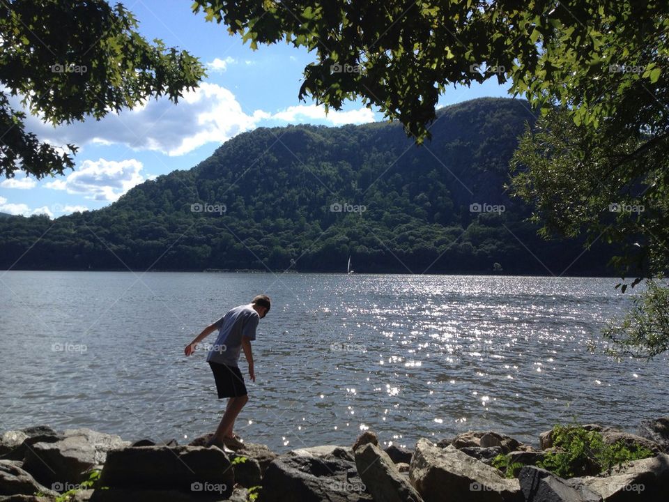 Skipping rocks.