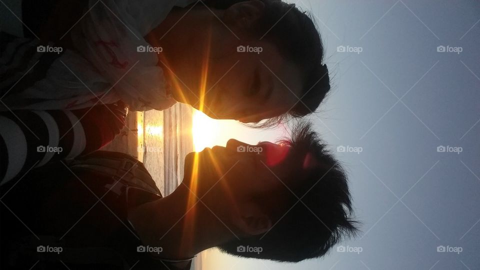 Couple with sunset