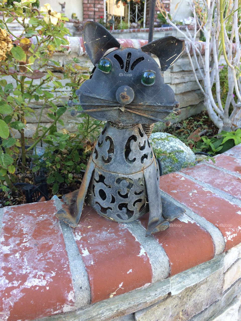 Cat statute in a garden 