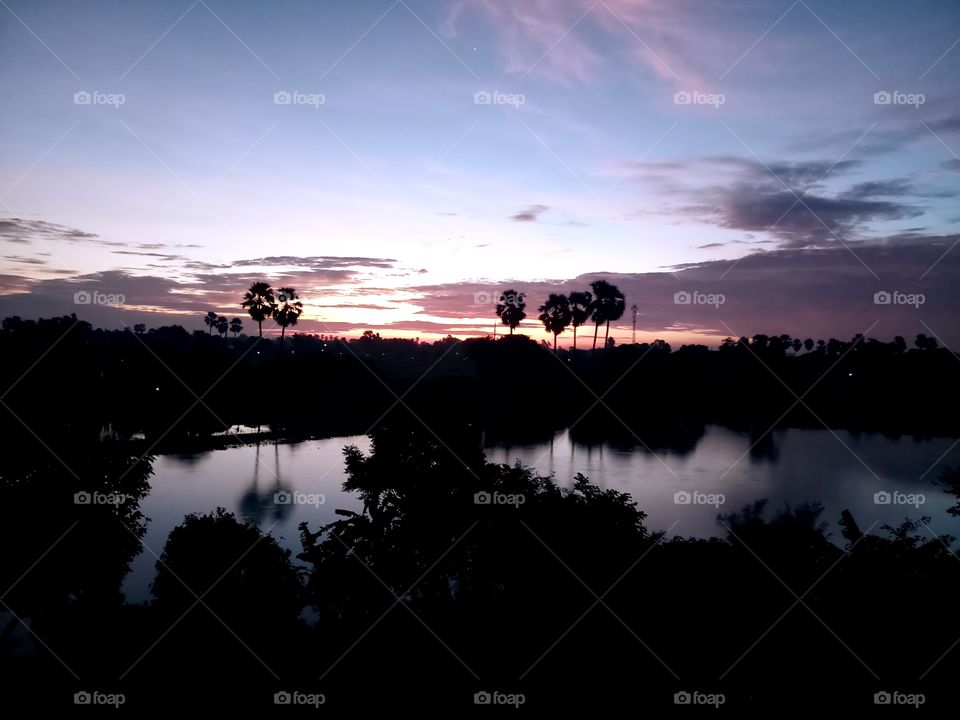 Sunset, Reflection, Water, Lake, Landscape