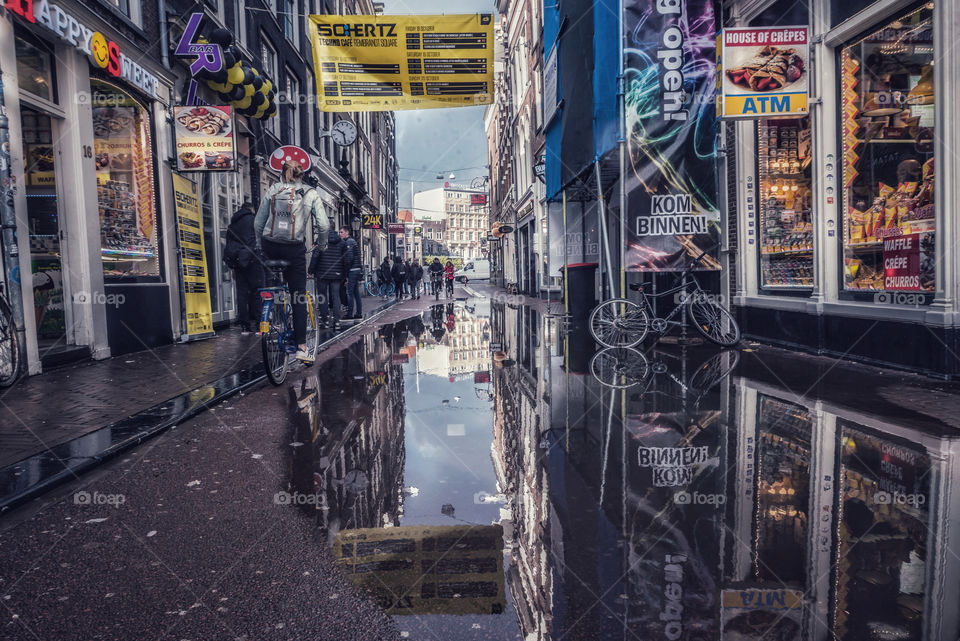 City street after rain