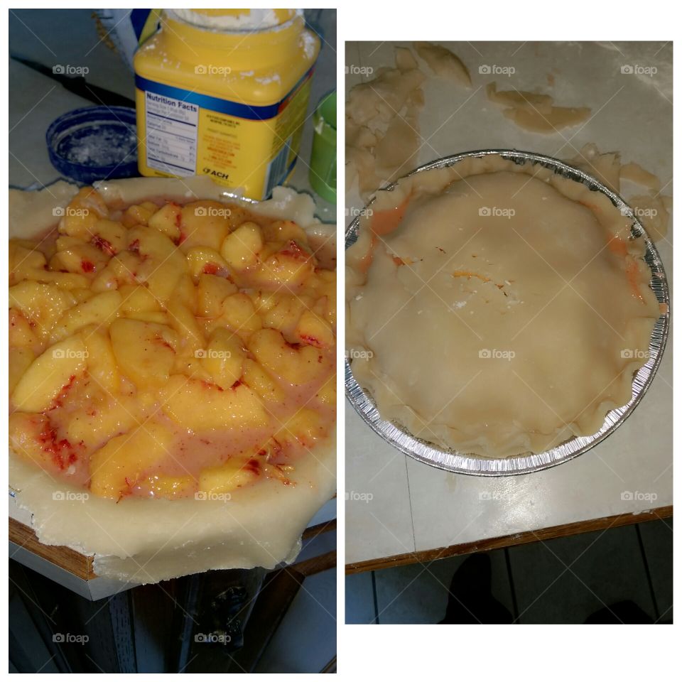 Baking peach pies. My grandma & I baking