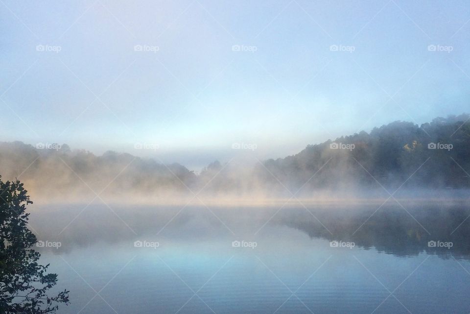 Blue mist on the lake 
