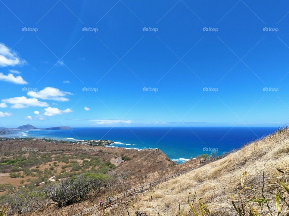 Summit of Diamond Head Crater, scenic spot in Honolulu, Hawaii. 