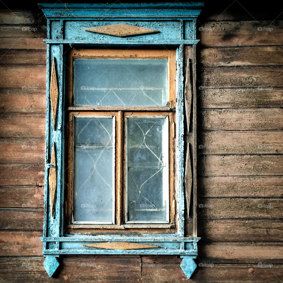 Close-up of broken wooden window