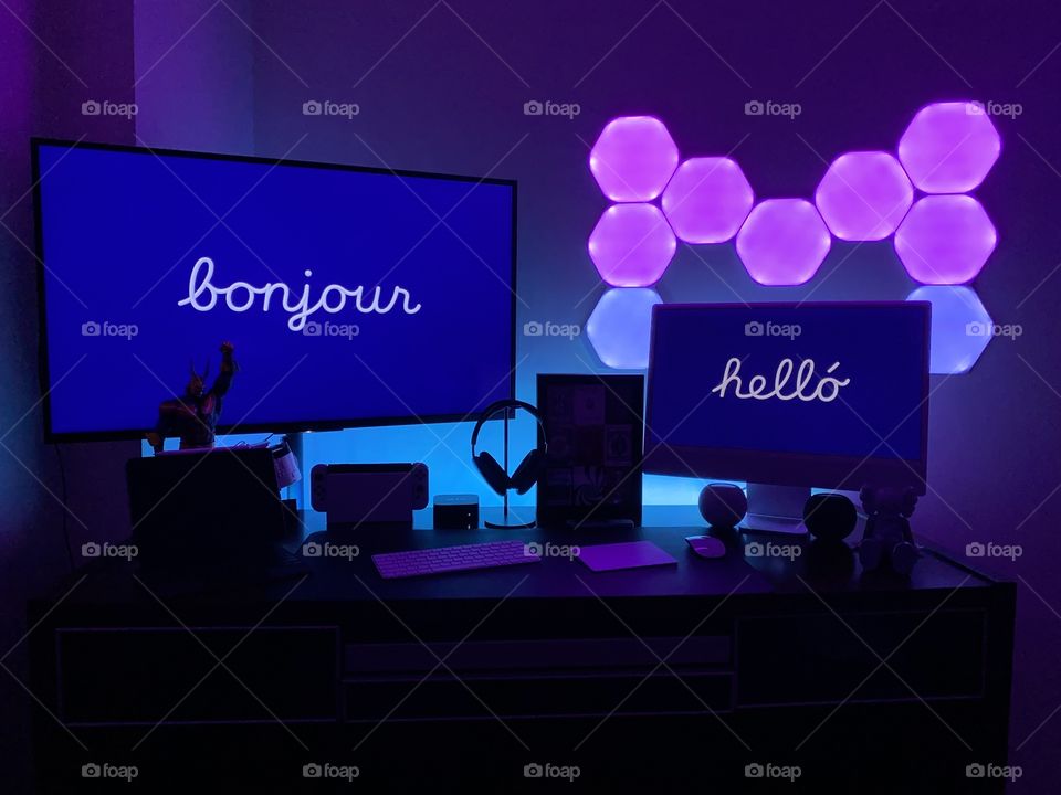 Perfect neon high technology working office!