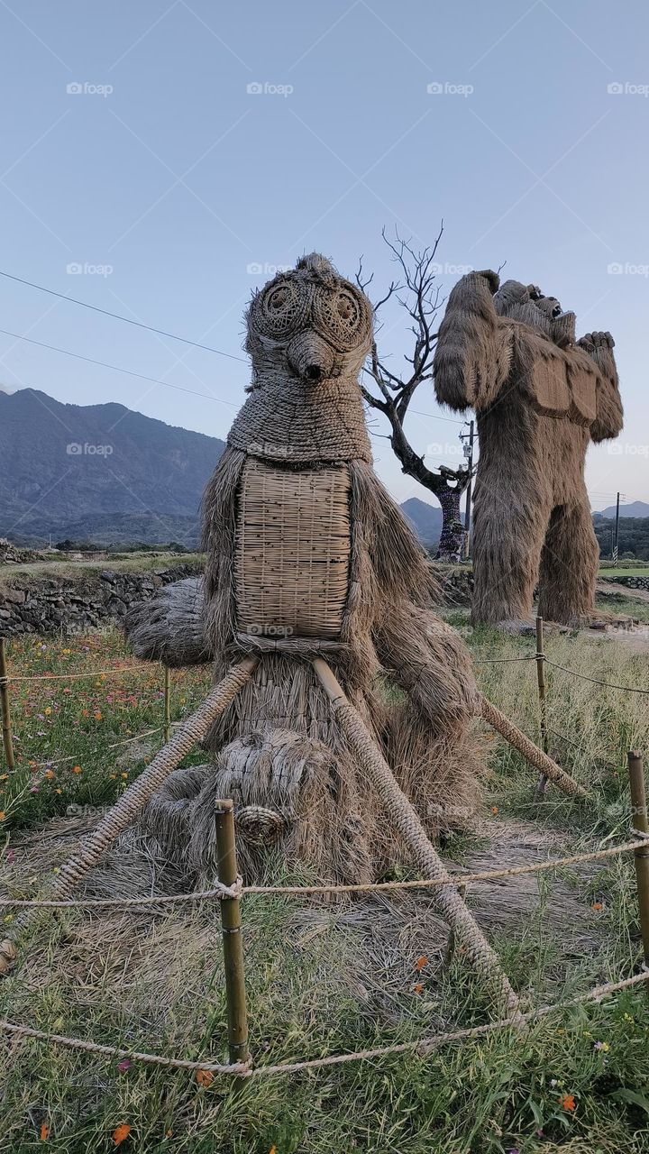 Straw statue in the park