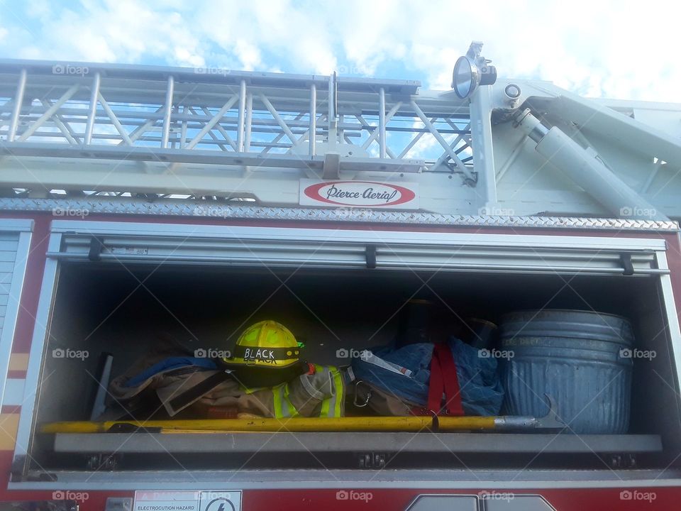 Fireman Equipment In Firetruck