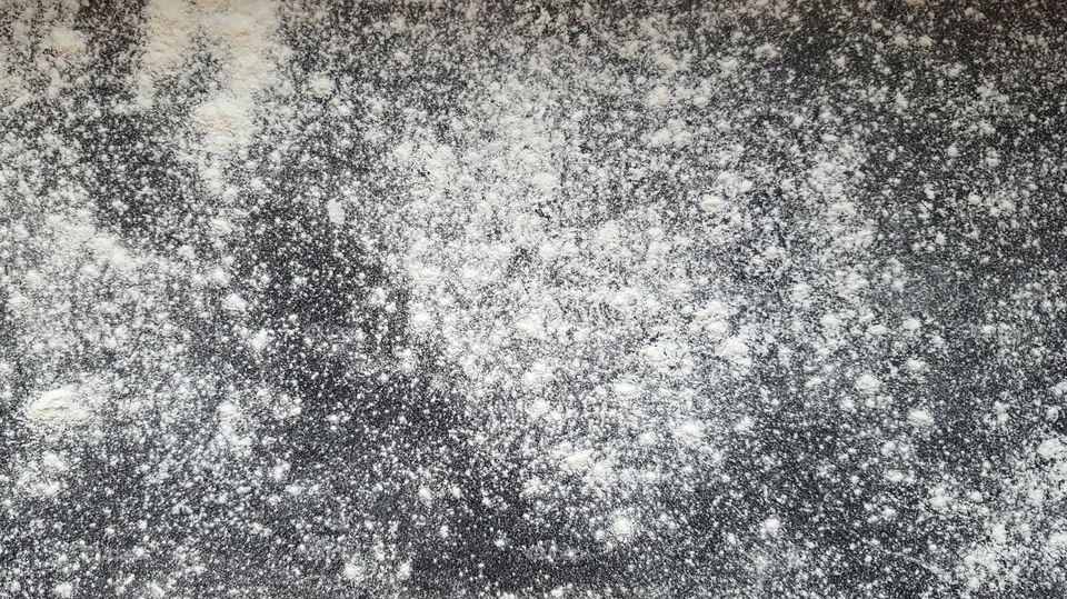 Close-up of flour on the countertop