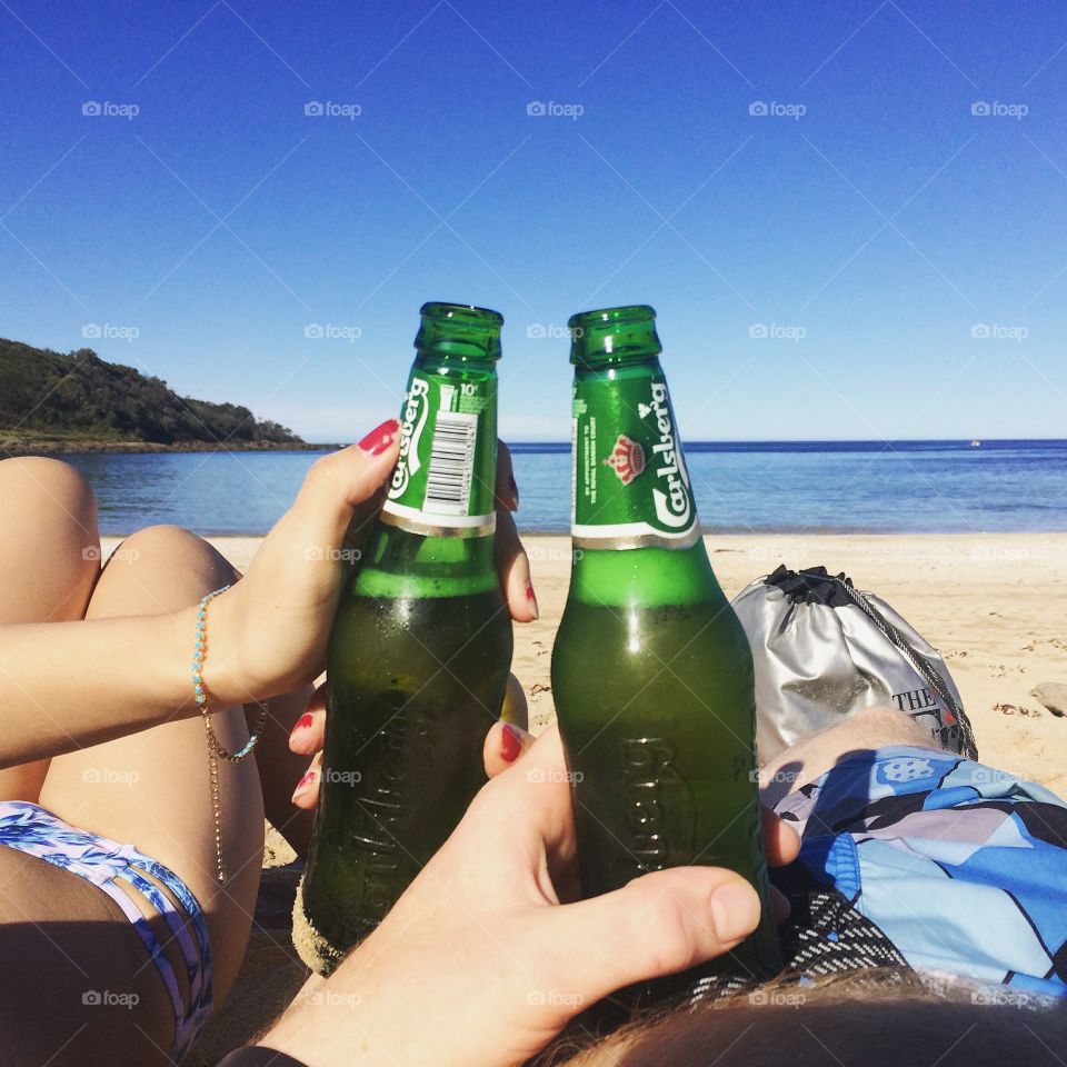 Carlsberg Beers at Broulee Beach, NSW, Australia May 2016 