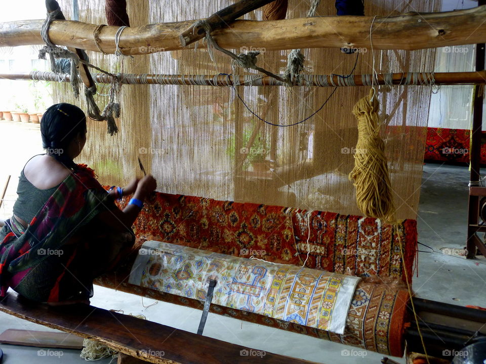 indian weaver working