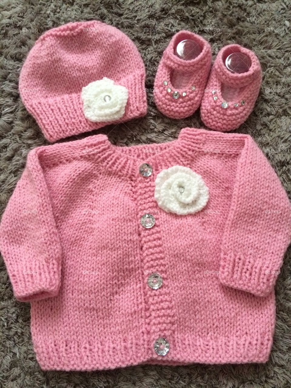 Hand knitted baby set