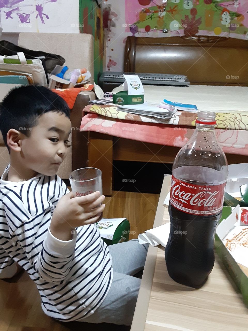 enjoying the taste of coca cola