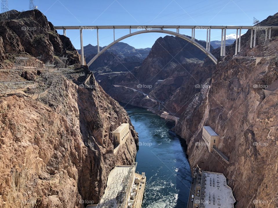 Hover dam bridge view in a beautiful day