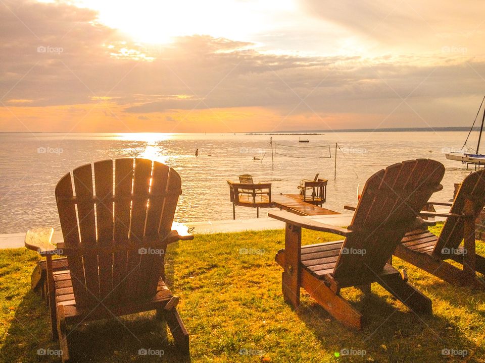 Adirondack Chairs at Sunset