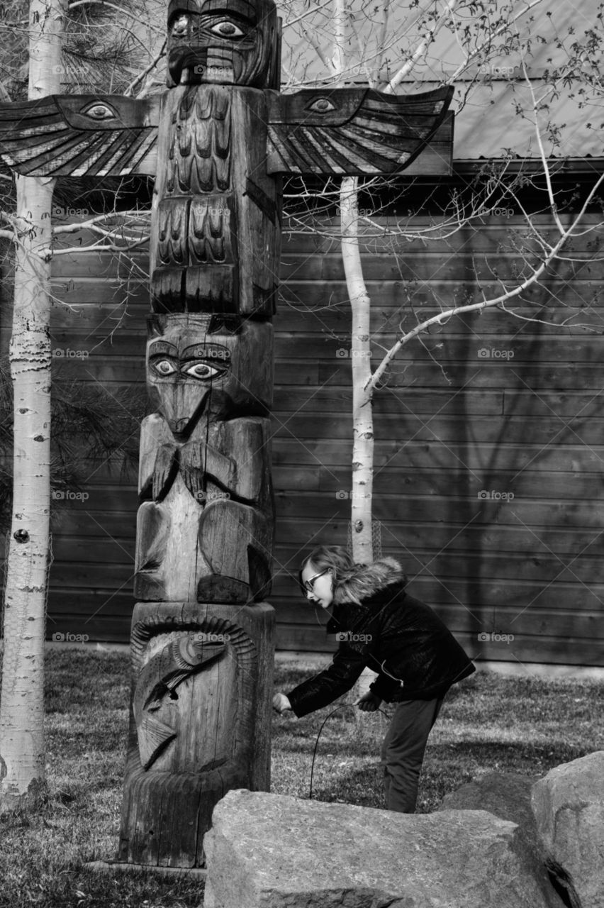 Easter egg hunt and totem pole
