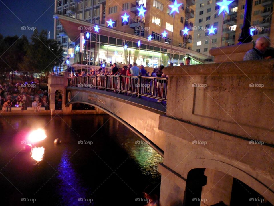 Lit up bridge. Waterfire 