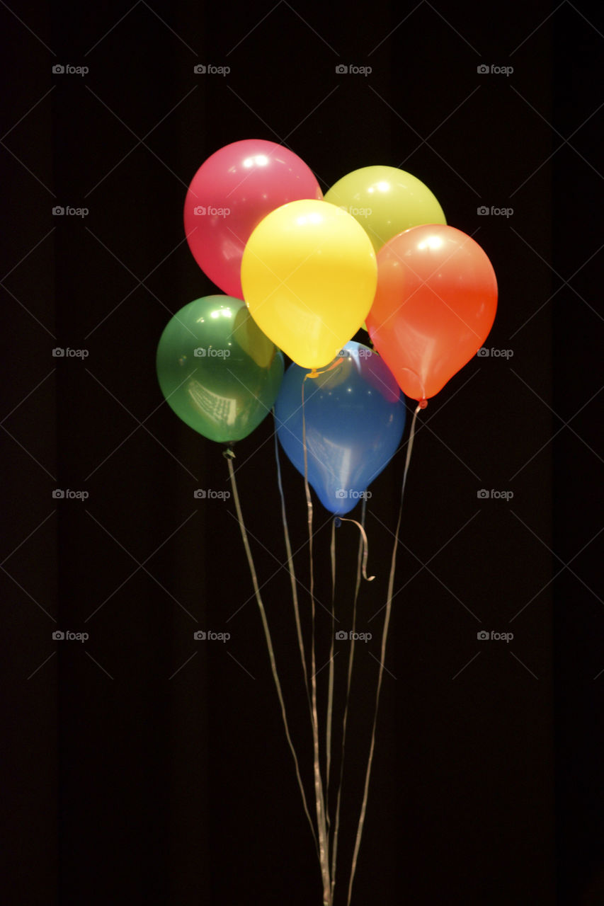 Bunch of Balloons on a Black Background 