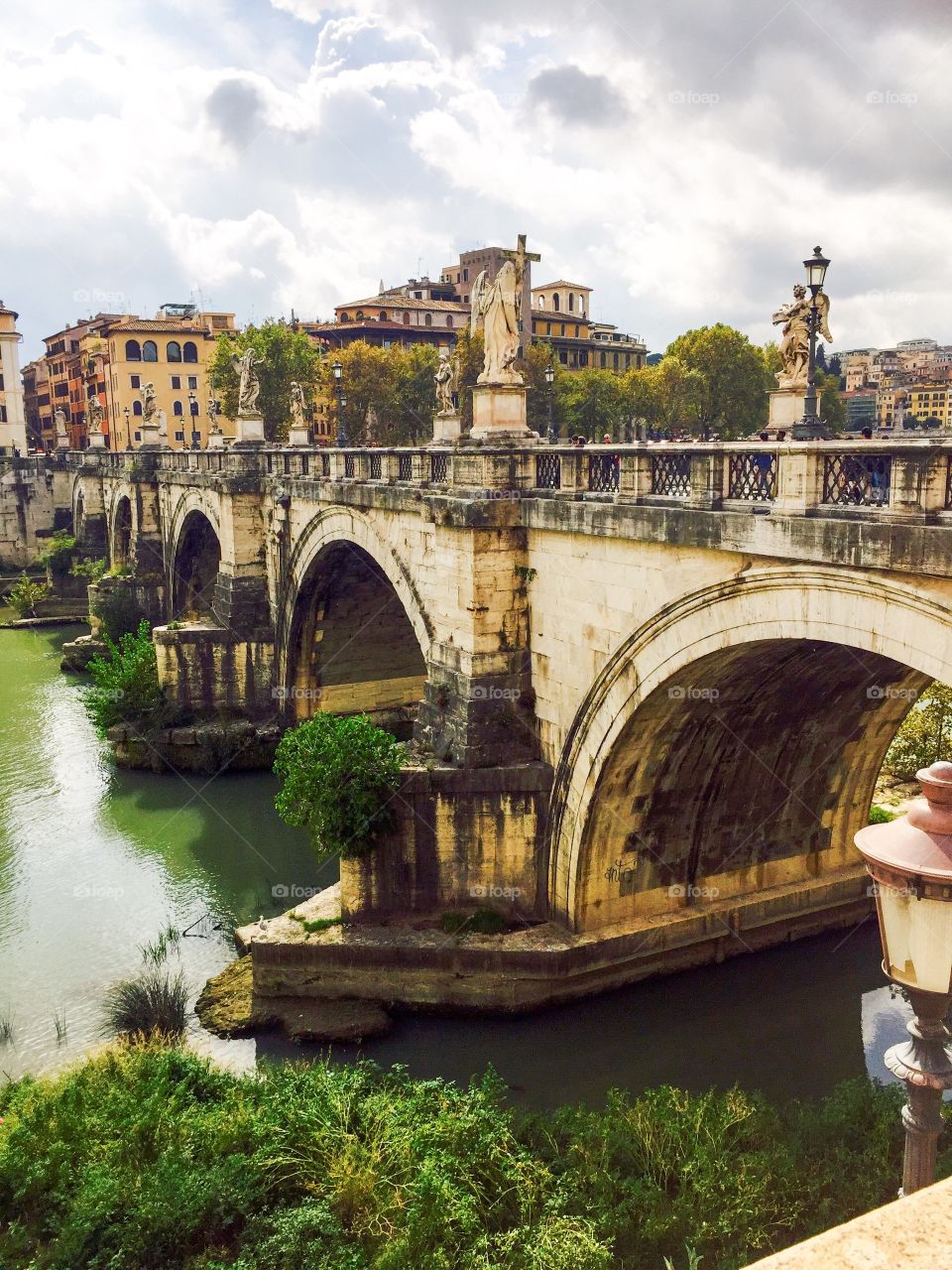 Arch bridge over river