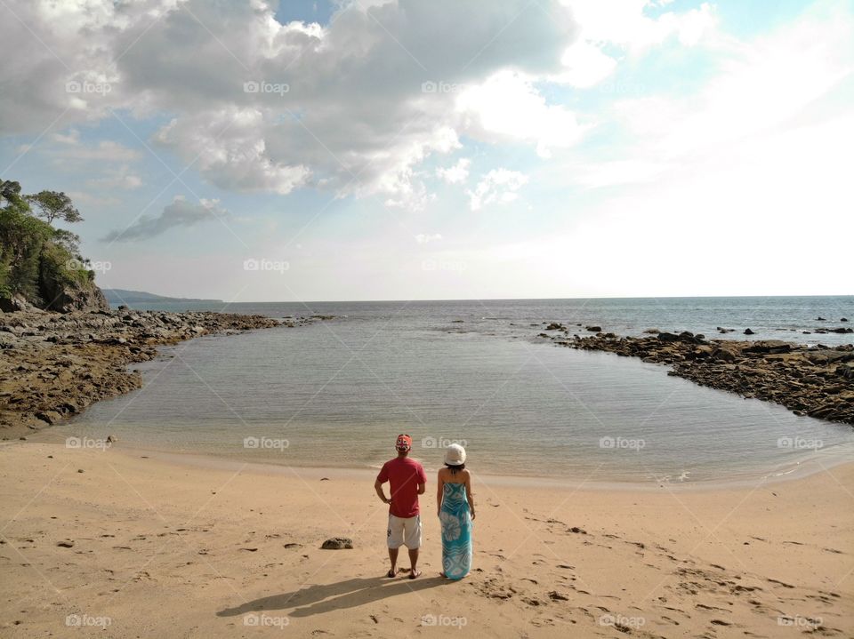 Enjoying morning at the beach