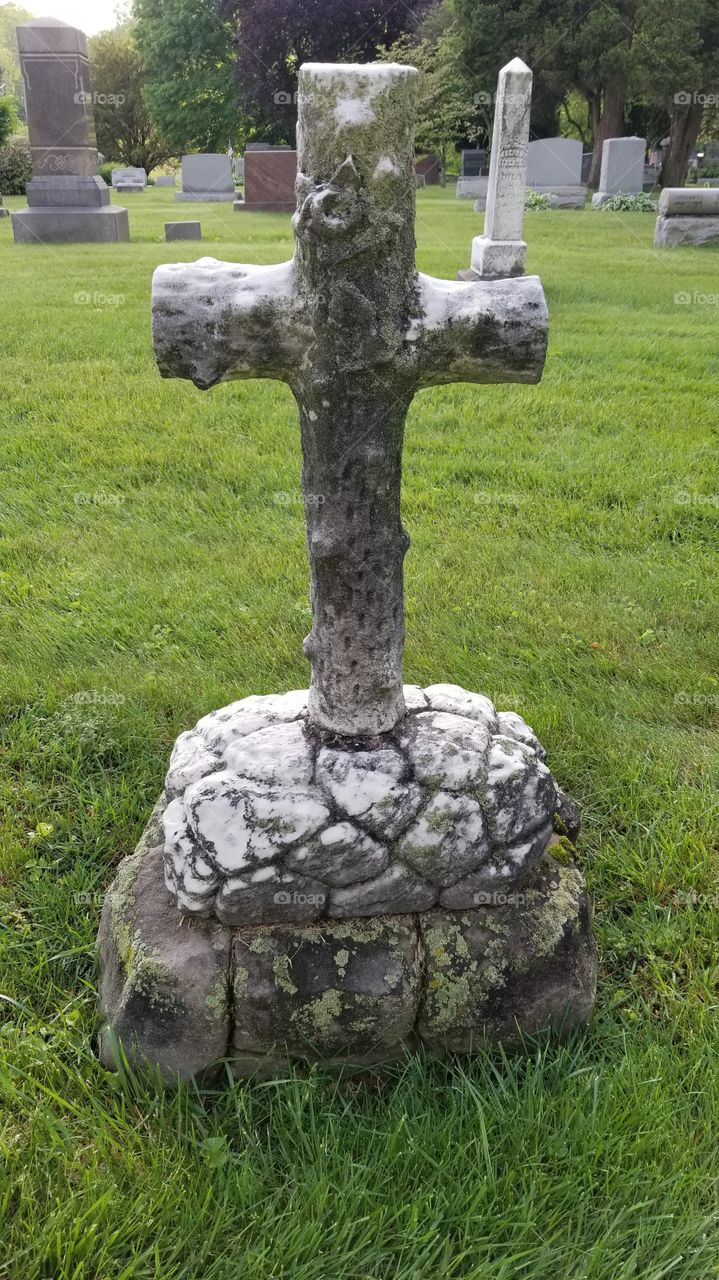 Old Stone Cross in Cemetery