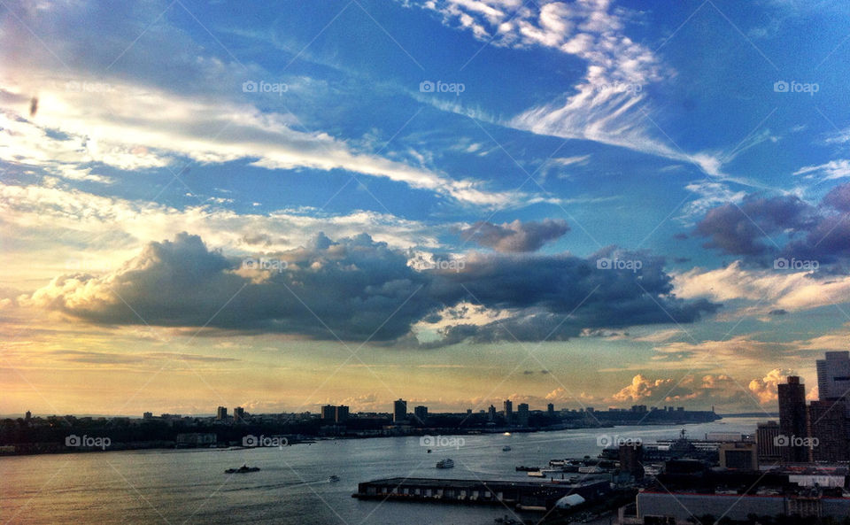 sky clouds river new by percypiglet