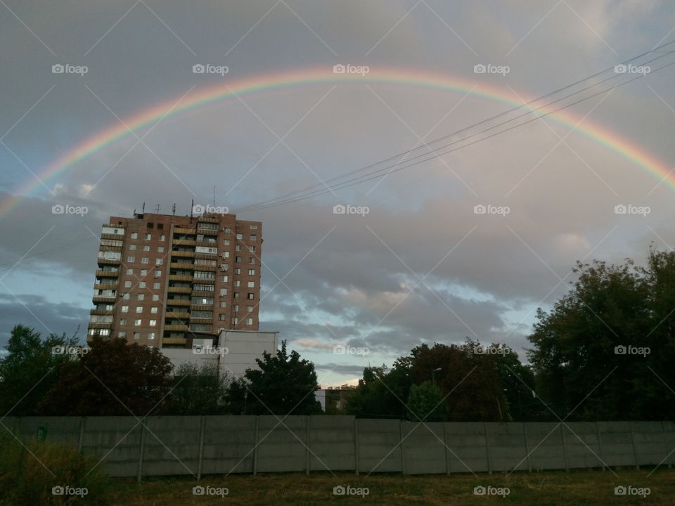 rainbow over the house