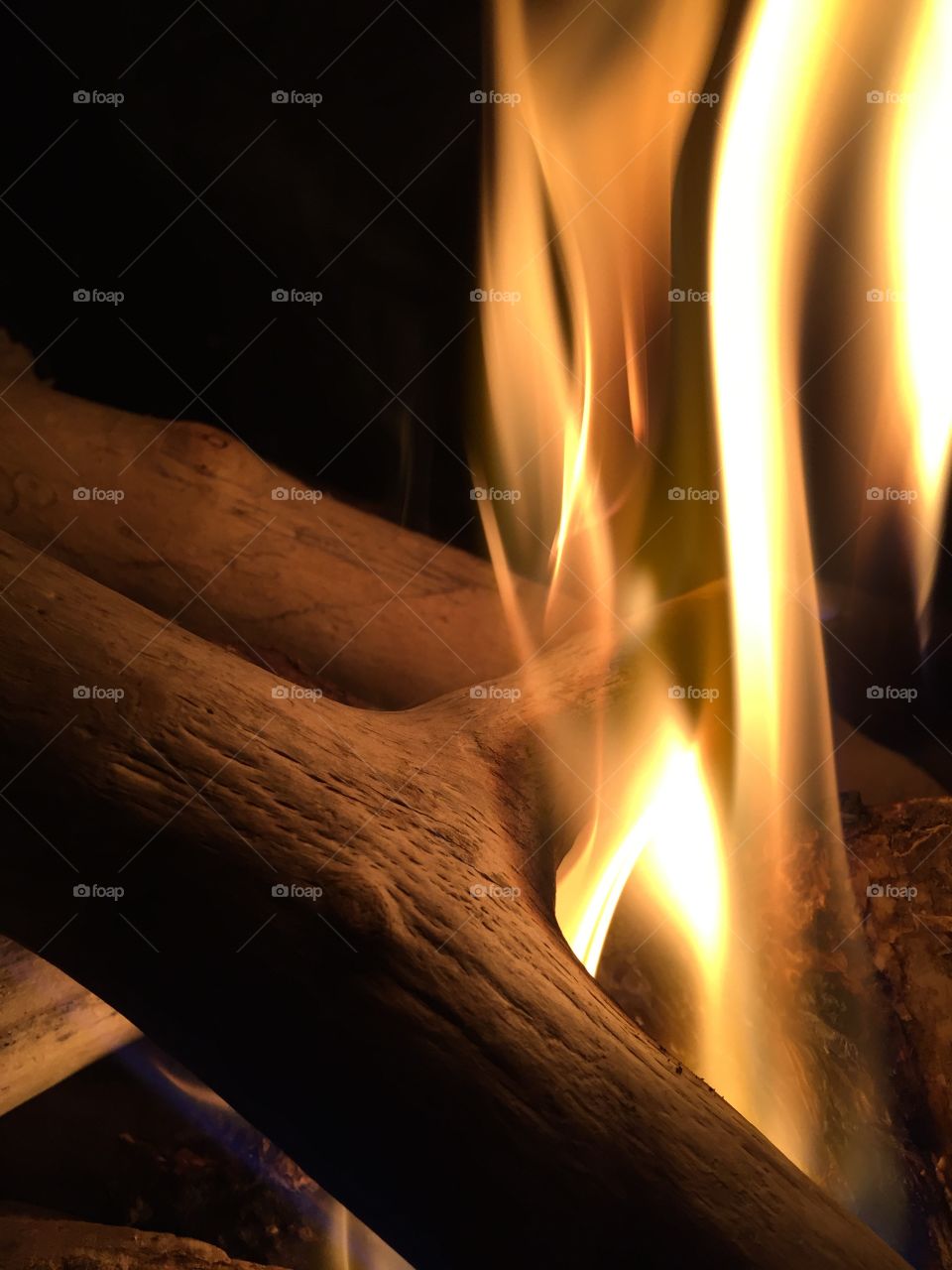 Close-up of burning wood