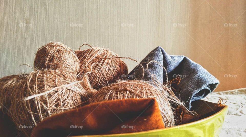 hemp and linen wool balls of thread for knitting