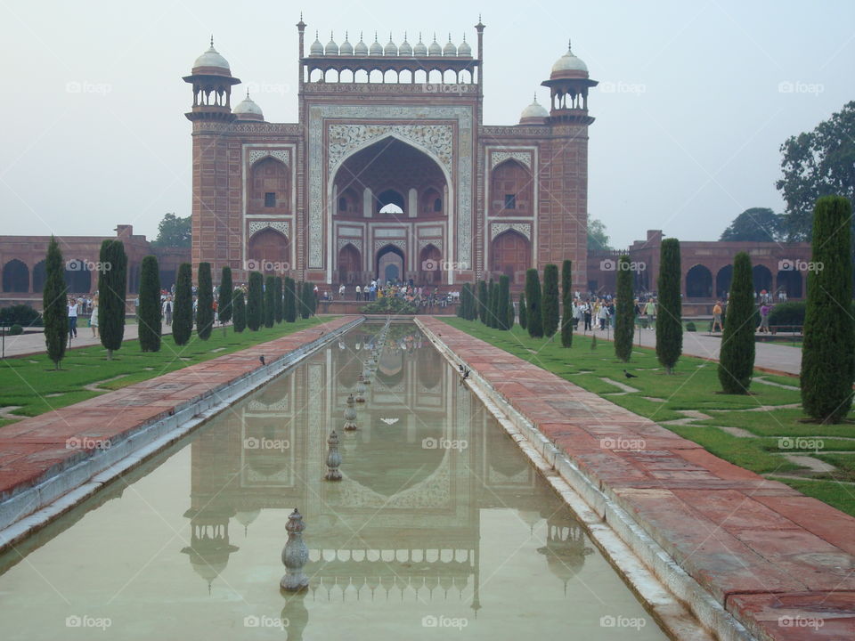 Across from the Taj Mahal in India