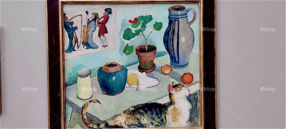 This is one of a series of paintings entitled „Der blaue Reiter“ or „The blue Rider“ created around the turn of the Twentieth Century and on exhibit at the „Lenbachhaus“ in the „Luisenstraße“ in „Munich“, Germany. 2023. Hypnotic Productions