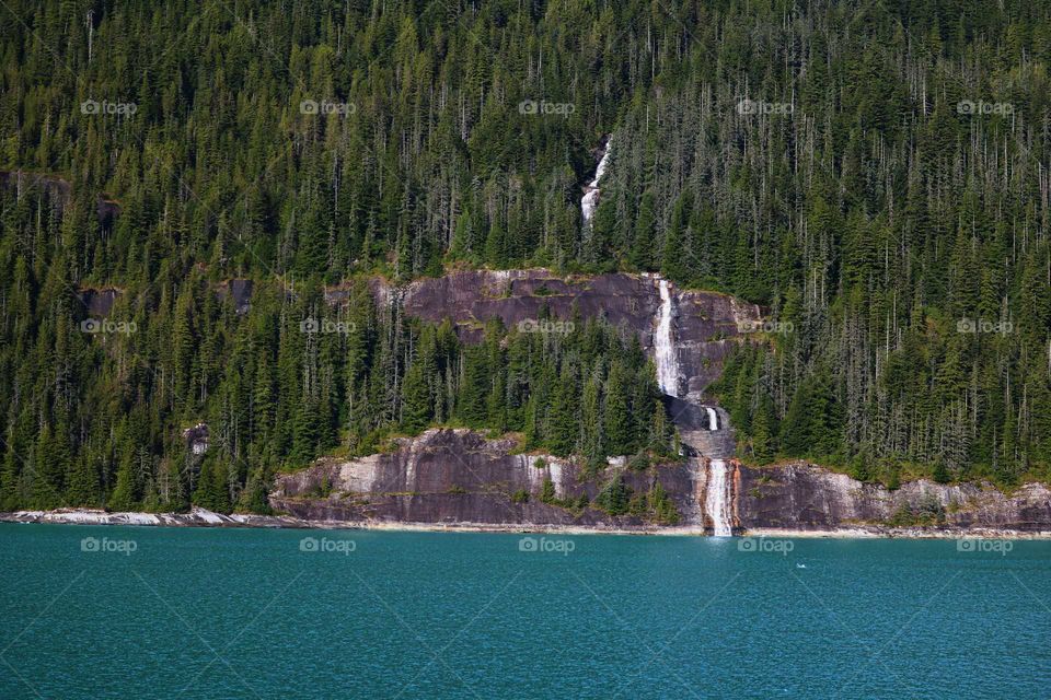 Waterfall on the Coast of Alaska