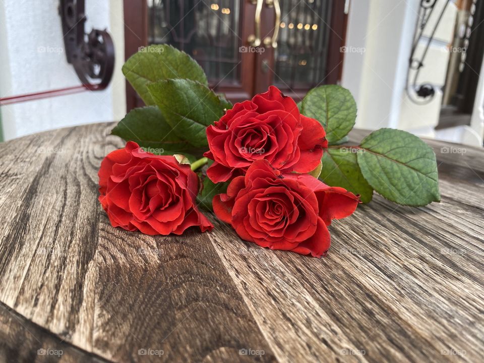 Three red roses