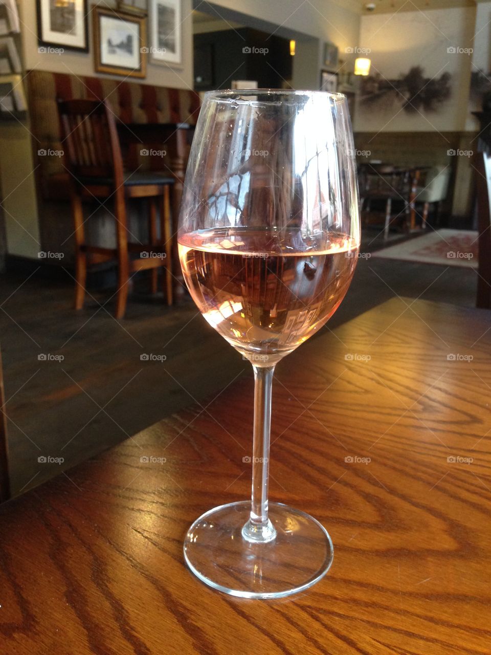 Glass of wine in the pub
