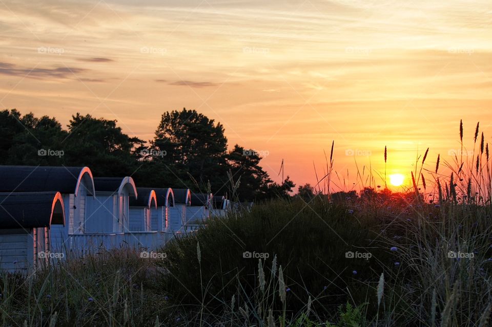 Beachhuts in sunrise