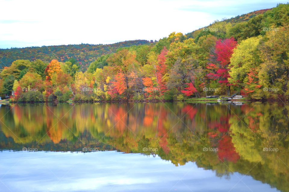 Fall in New Hamsphire. off a NH road we traversed an unpaved road into a lake and we were awestruck with the jaw-dropping views of fall