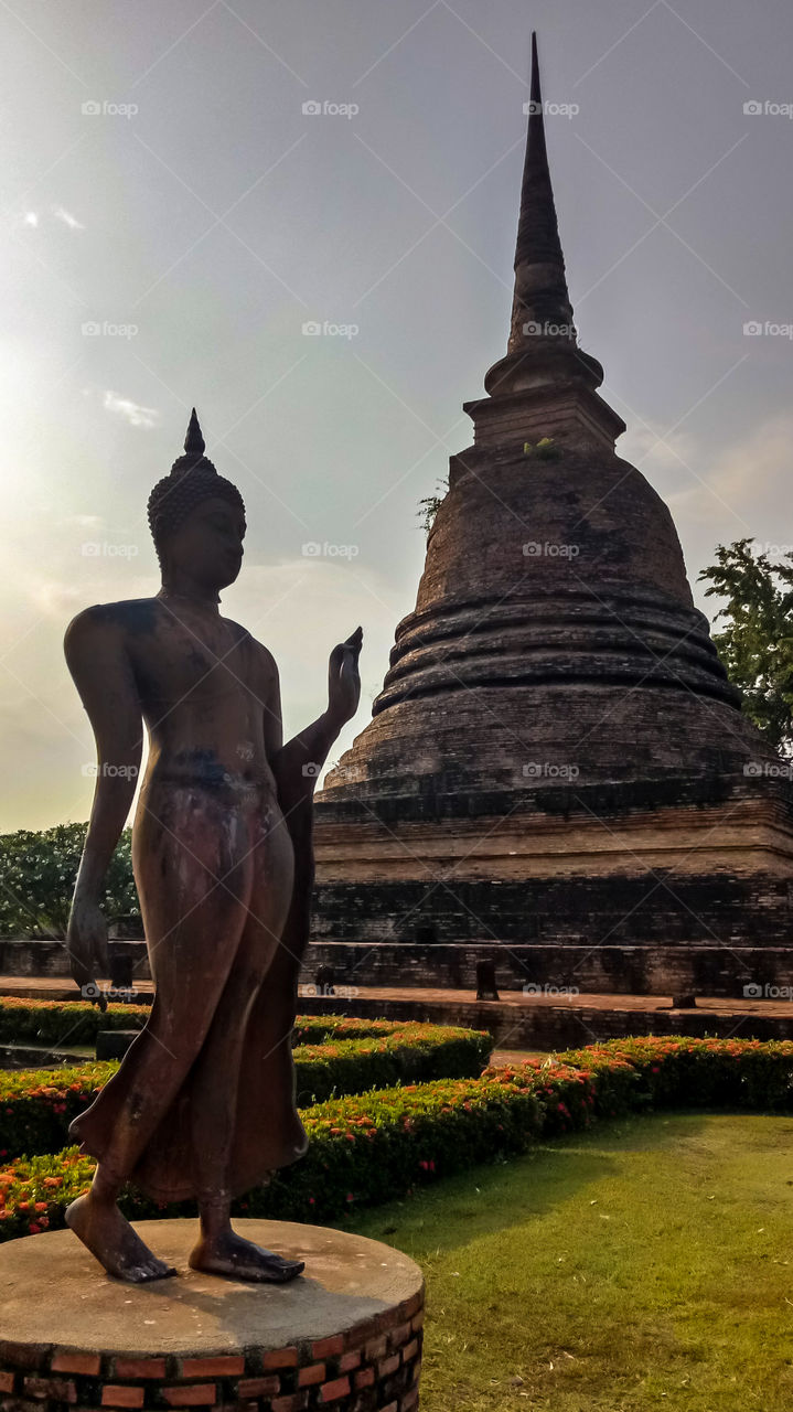 Image Of Buddha And Pagoda Statue
