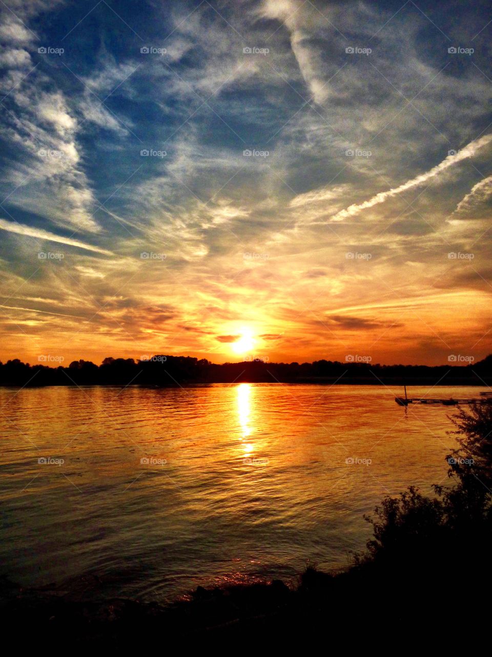 Beautiful lake at sunset in Indiana 