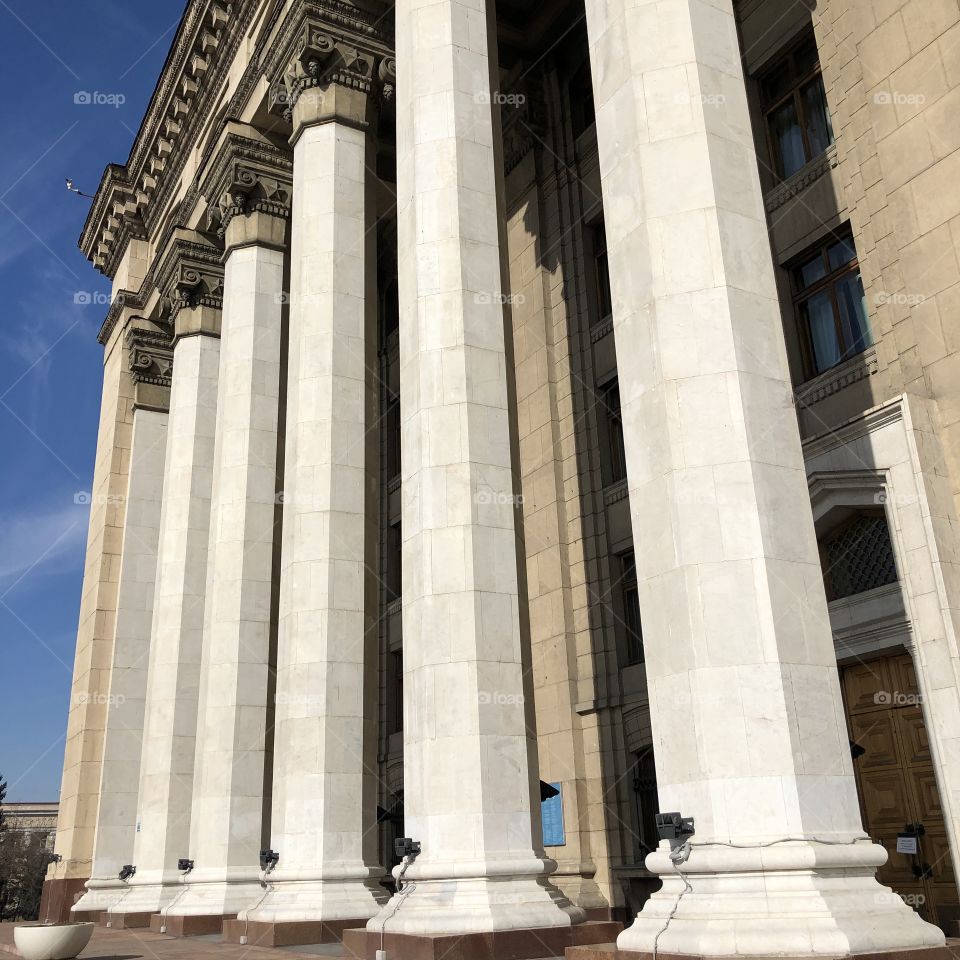 beautiful columns near the university building